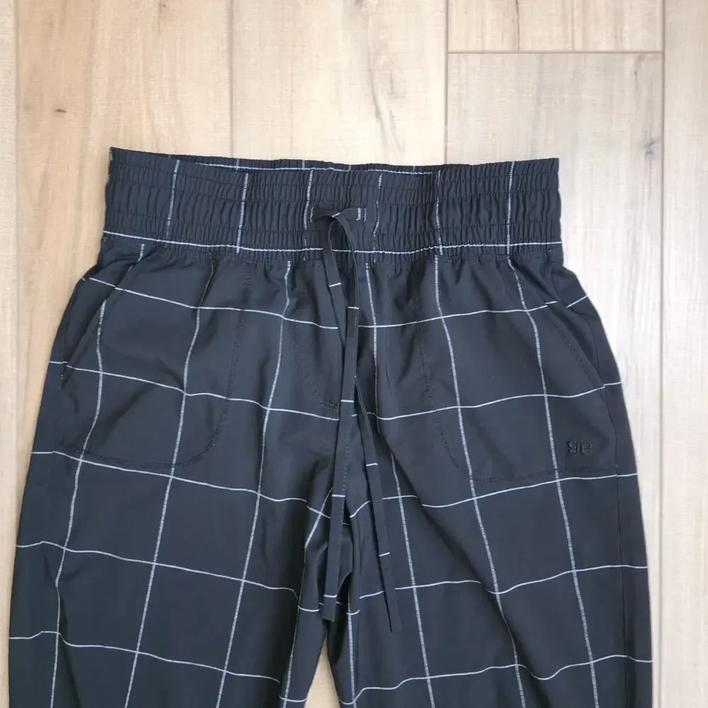 Albion Jetsetter Joggers Windowpane Black White Pants Women Sz M Tall - Picture 4 of 16